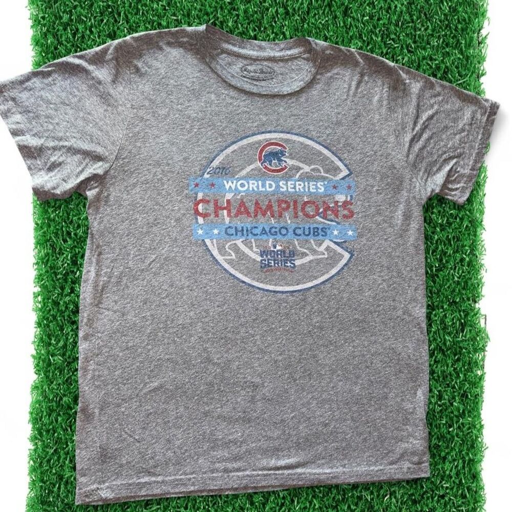 Majestic Gray Chicago Cubs World Series Champions Short Sleeve Tee